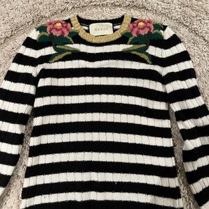 Gucci Striped Sweater with Floral Accents